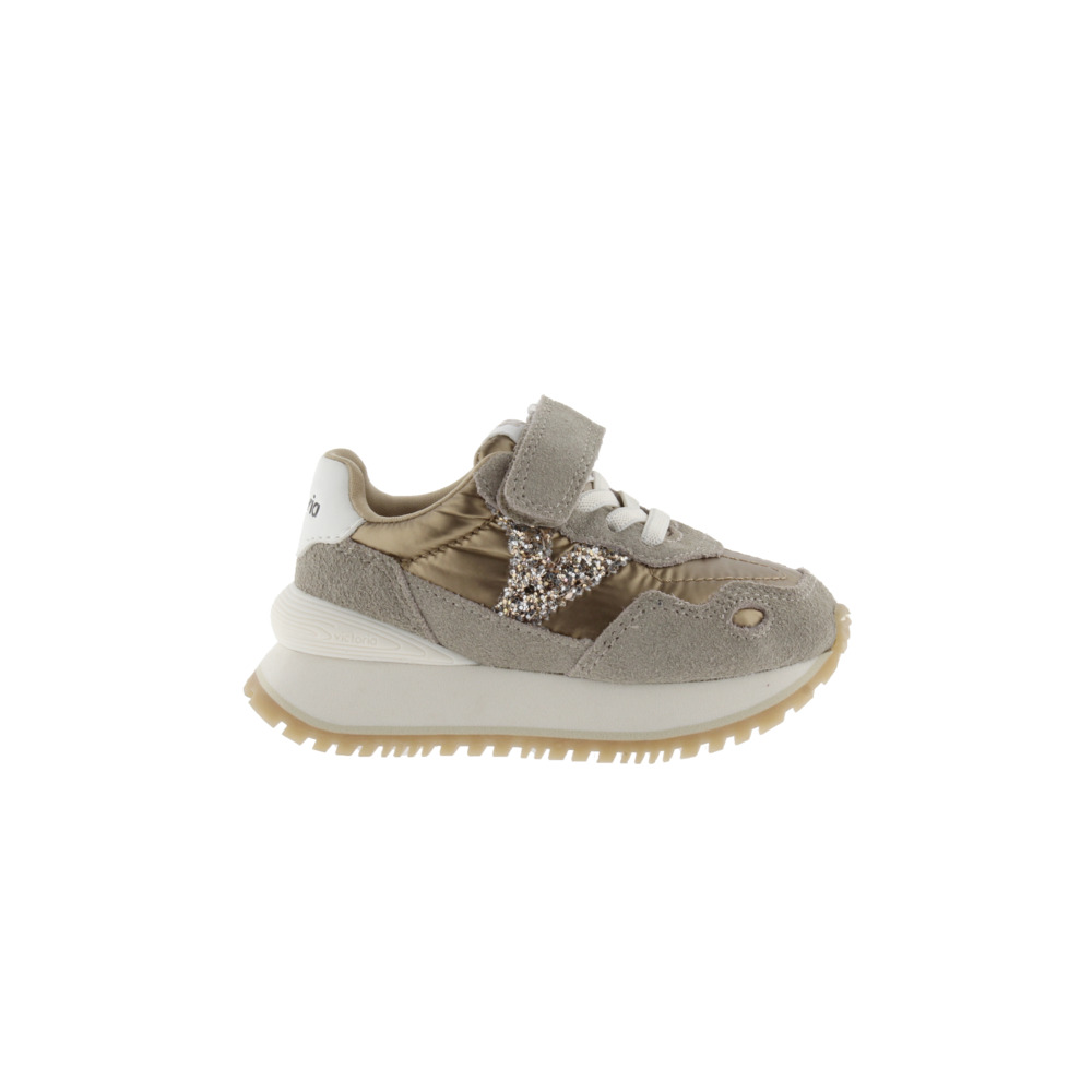 Victoria Viento Kids Zapatillas de nylon metalizado con piezas de serraje y suela dentada 1157105