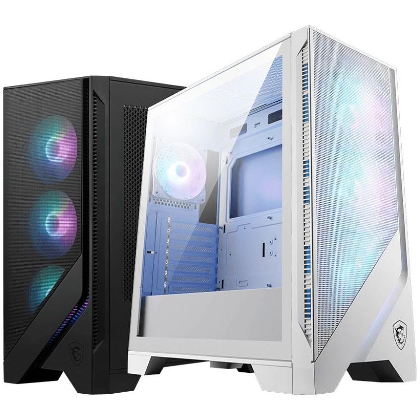 MSI - Caja de PC MAG Forge 320R AIRFLOW en formato micro torre blanca con panel lateral de vidrio templado, soporte para placas micro ATX/Mini-ITX y ventilación optimizada