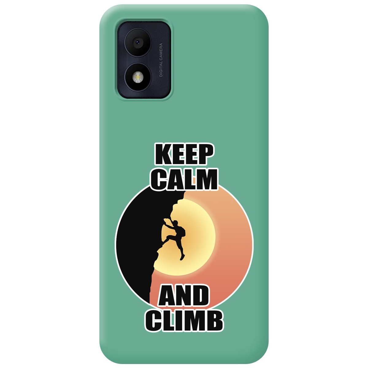 Funda Silicona Líquida Verde para Alcatel 1B 2022 diseño Hombre Escalada Dibujos