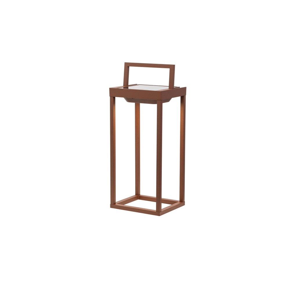 Zafferano - Farol solar para el hogar de 2 LED, 37,3 cm, lámpara de pared y mesa de 2 W con batería y sensor crepuscular - Corten
