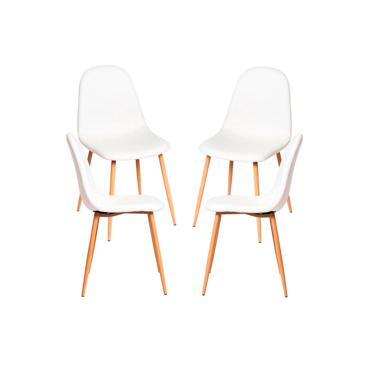 Regalos Miguel - Packs Sillas Comedor - Pack 4 Sillas Teok Polipiel - Blanco