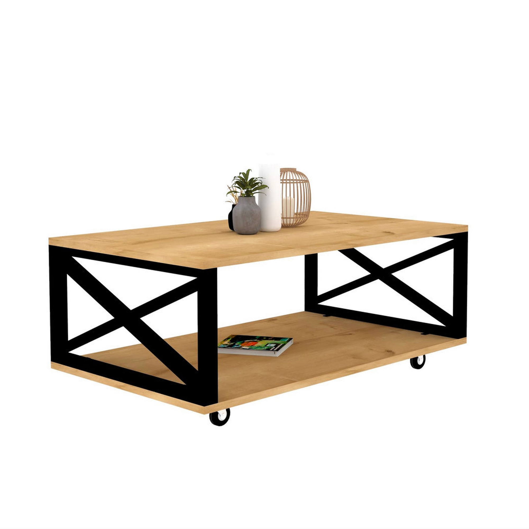Mesa auxiliar,100% Tablero de aglomerado rechapado en melamina, Color Atlantic Pino WELLHOME