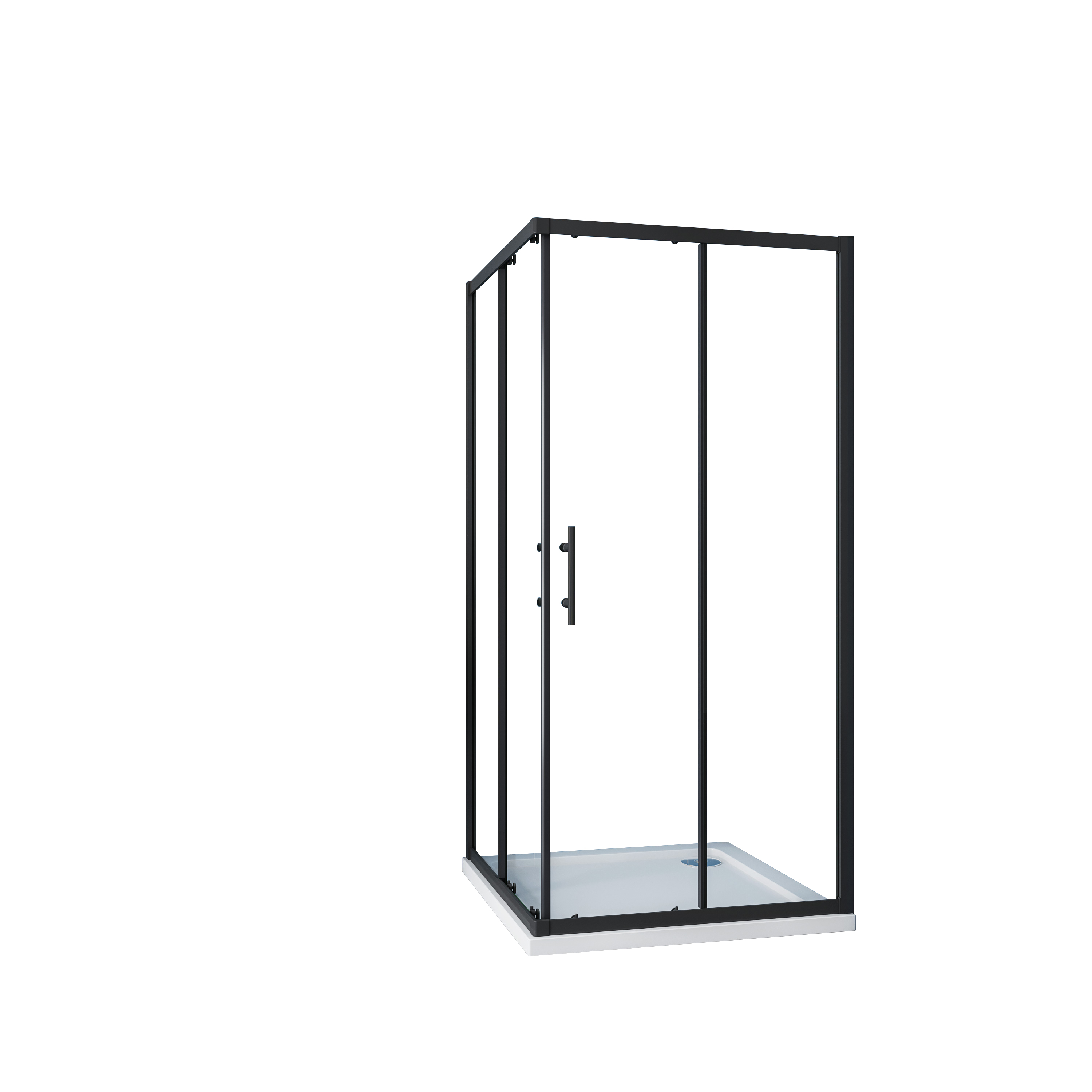 Mampara de Ducha Cuadrada Corredera,Perfil Negro mate,Vidrio Antical 6mm,(680-700)x(680-700)x1900mm