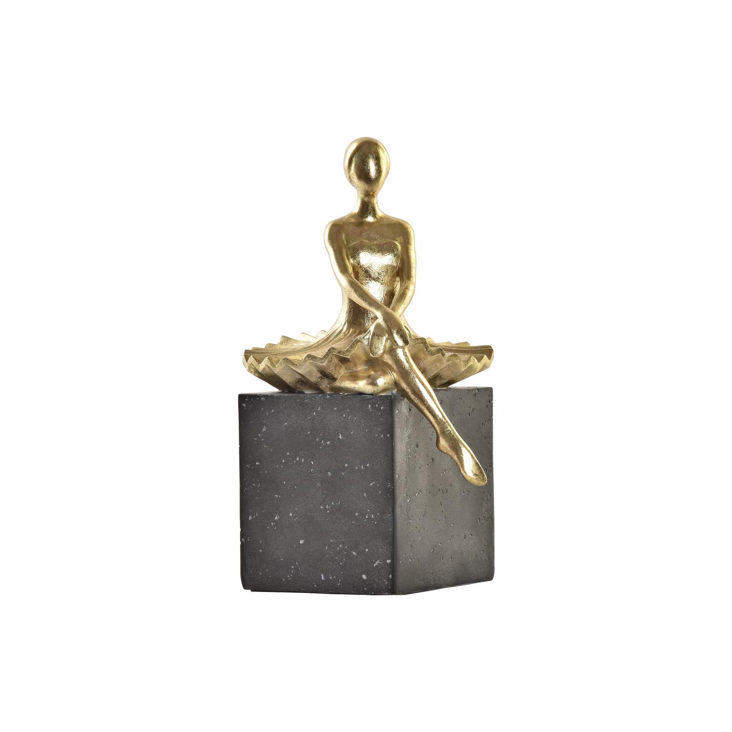 FIGURA RESINA 21,5X23X32 BAILARINA DORADO FD195221