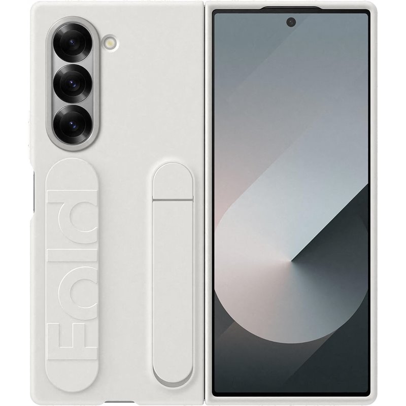 Funda Oficial Samsung Galaxy Grip de Silicona con Soporte para Galaxy Z Fold6, Color Blanco