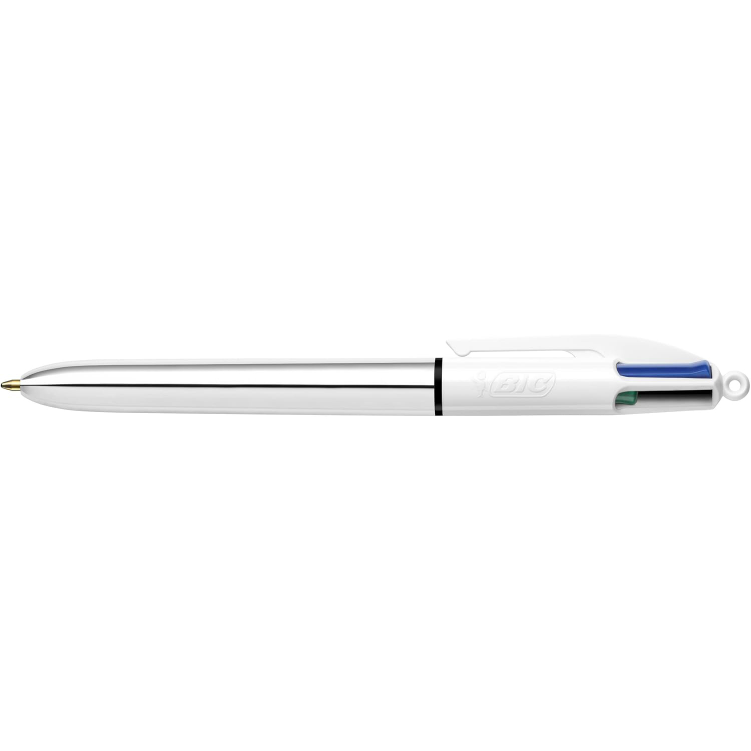 BIC 4 Colores Shine Bolígrafos Punta Media (1,0 mm) - Diseño Plateado