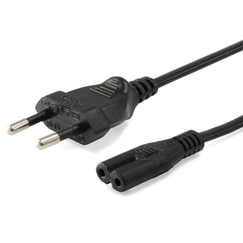 Equip Power Cable C7 3m Black - High-quality 2 Pin Male/Female Connector, PVC Jacket, VDE and RoHS Certified, Ideal for Energy Supply, 250V 2.5A, Perfect for Home and Travel Use.