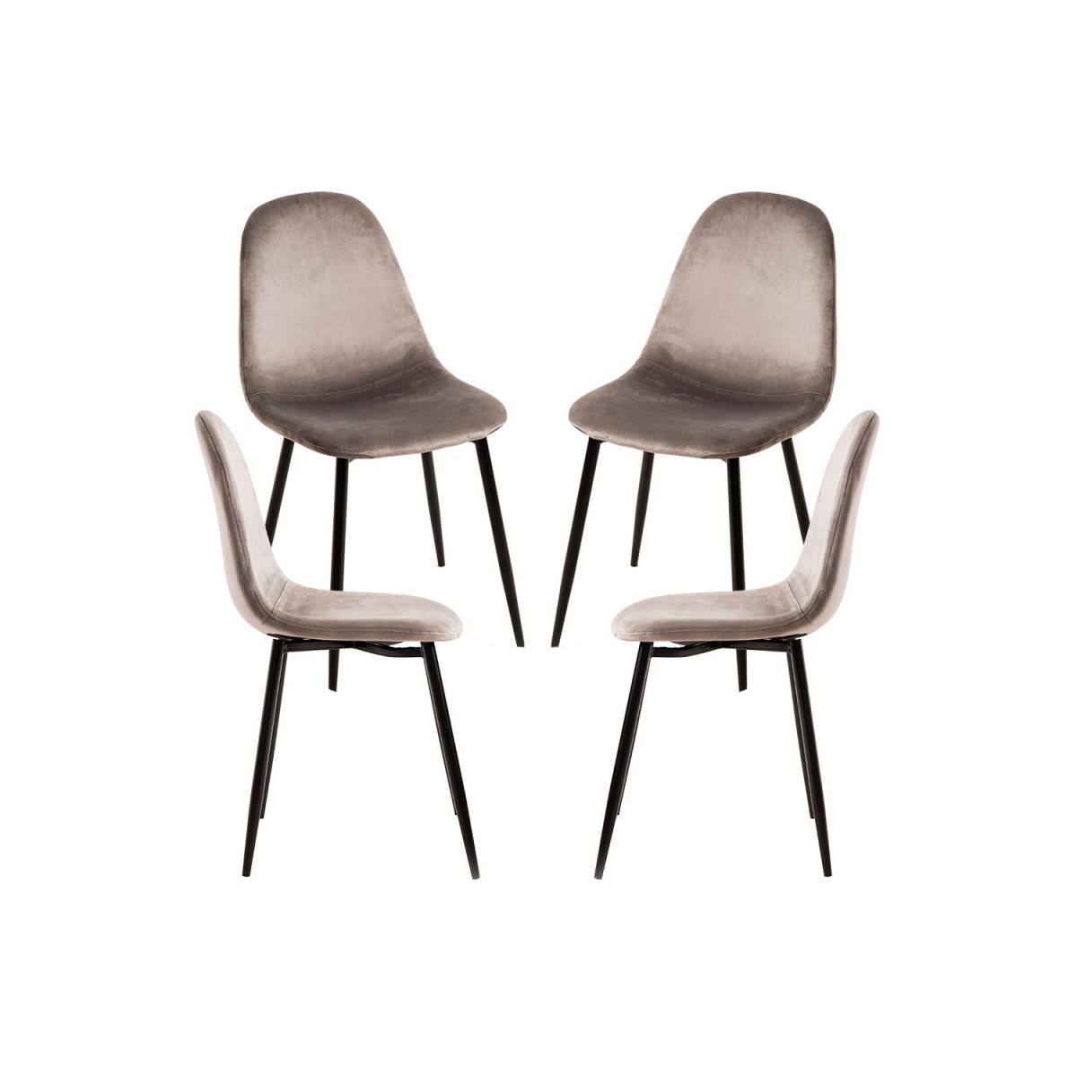 Regalos Miguel - Packs Sillas Comedor - Pack 4 Sillas Teok Black Terciopelo - Gris claro
