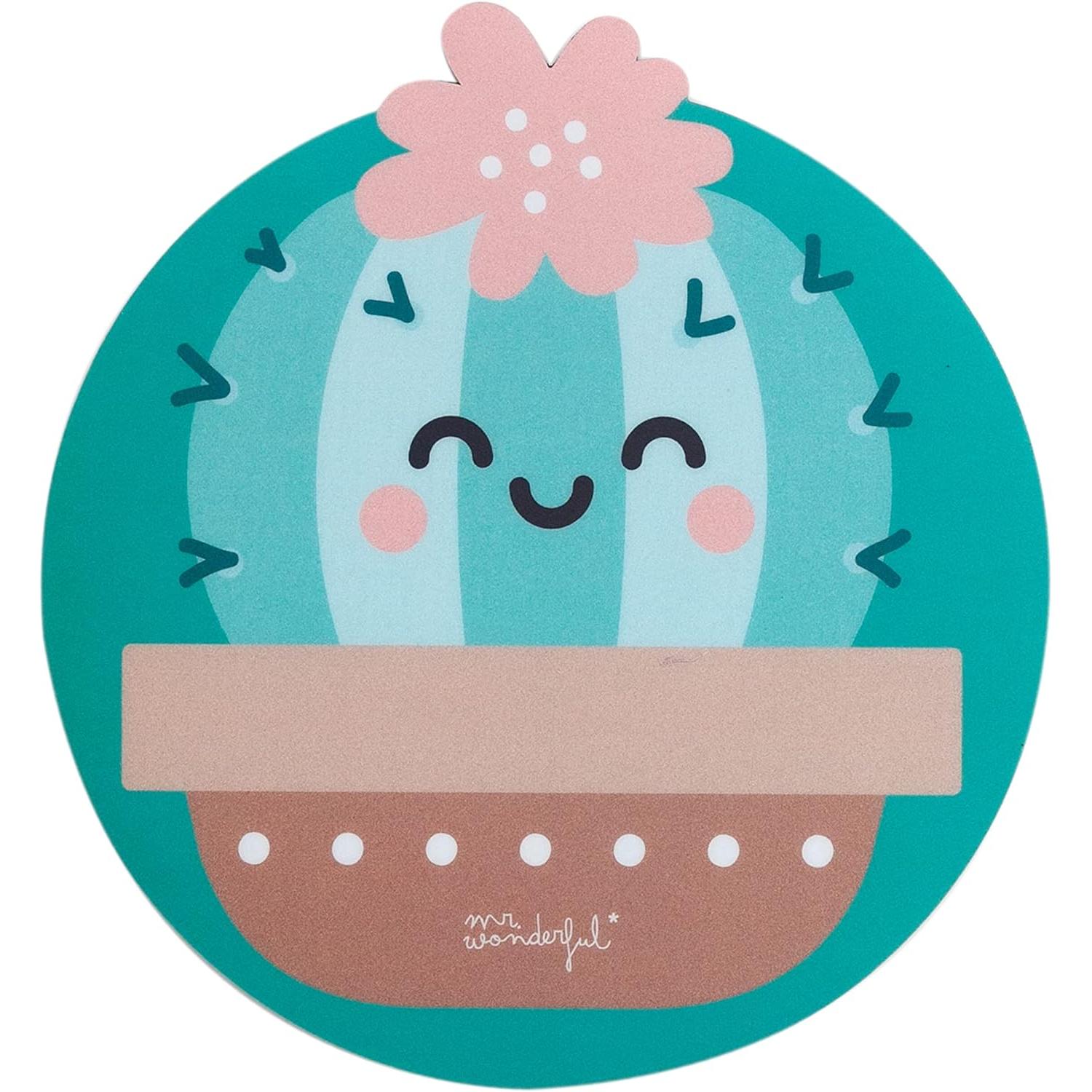 WONDEE - MR WONDERFUL Alfombrilla Ratón Infantil Redonda con Diseño de Cactus - Alegría y Exclusividad en tu Escritorio - Mr Wonderful Regalos Originales para Niñas, Adolescentes y Mujeres