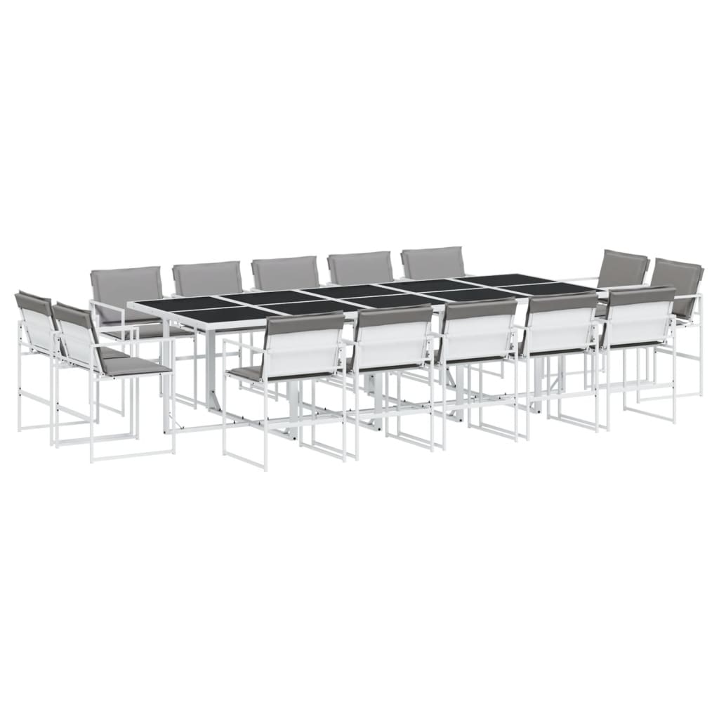 vidaXL Juego de comedor de jardín 15 pzas con cojines textilene blanco