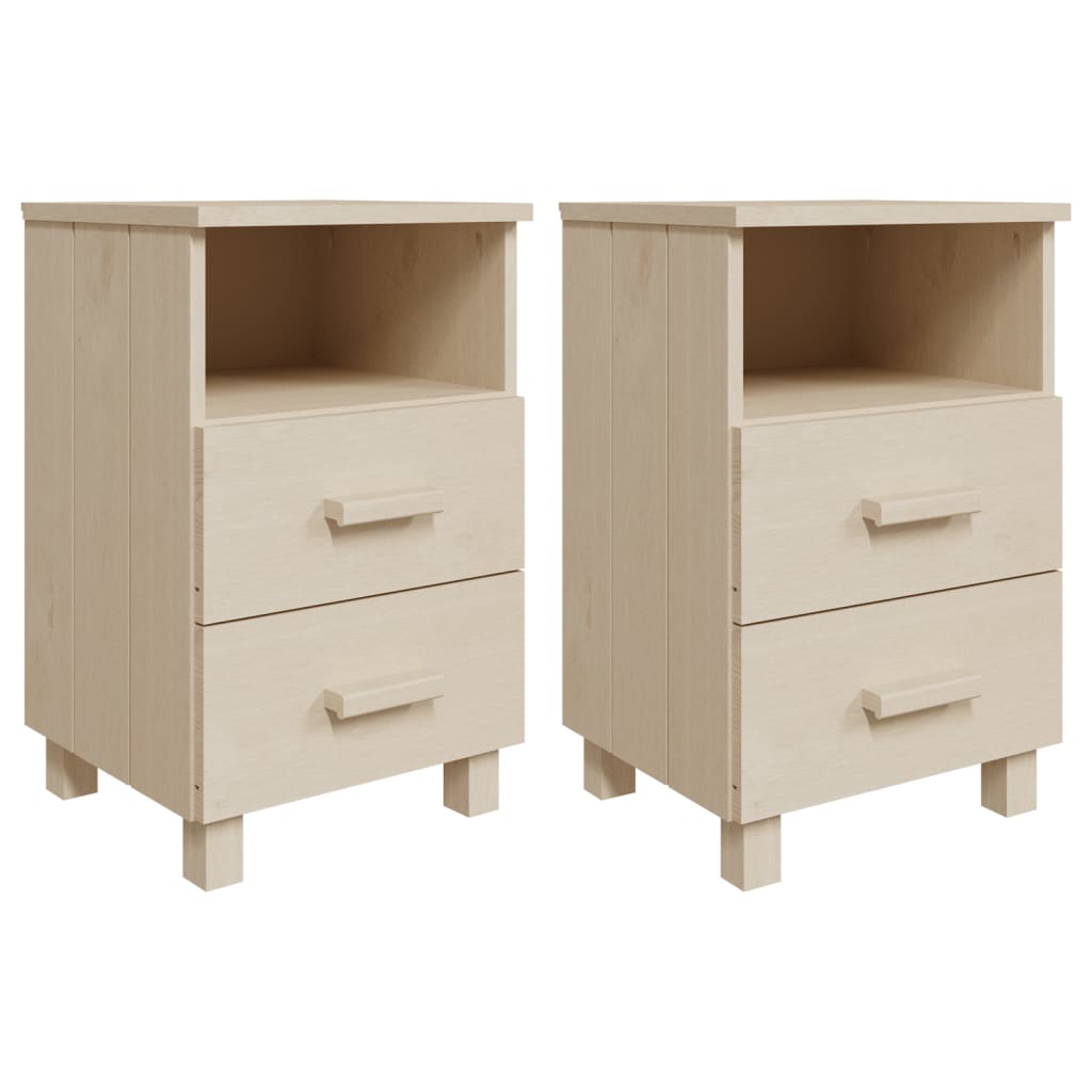Vidaxl Mesitas de Noche HAMAR 2 Unidades Pino Macizo 40x35x62 Cm Marrón Miel