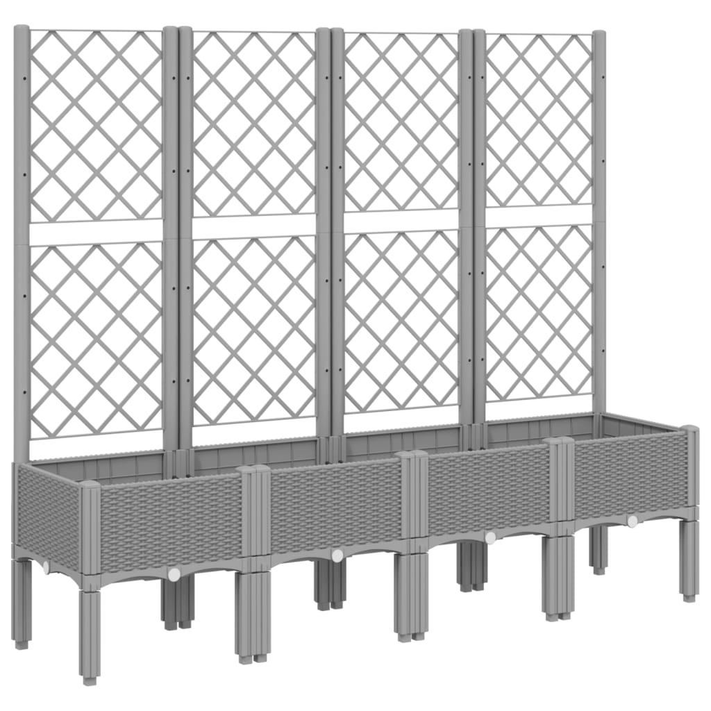 vidaXL Jardinera con enrejado PP 160x40x142 cm Color Gris,  Gris claro,  Negro y mas