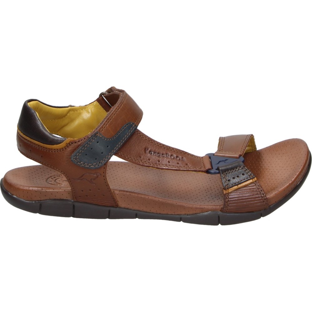 KANGAROOS | Sandalias de Piel Kangaroos para Hombre – Sandalia Casual en Marrón – Sandalias de Verano con Velcro – Estilosa – Planas – Alta Calidad y Comodidad – Versátiles – Hecho en España – Modelo 1007-30