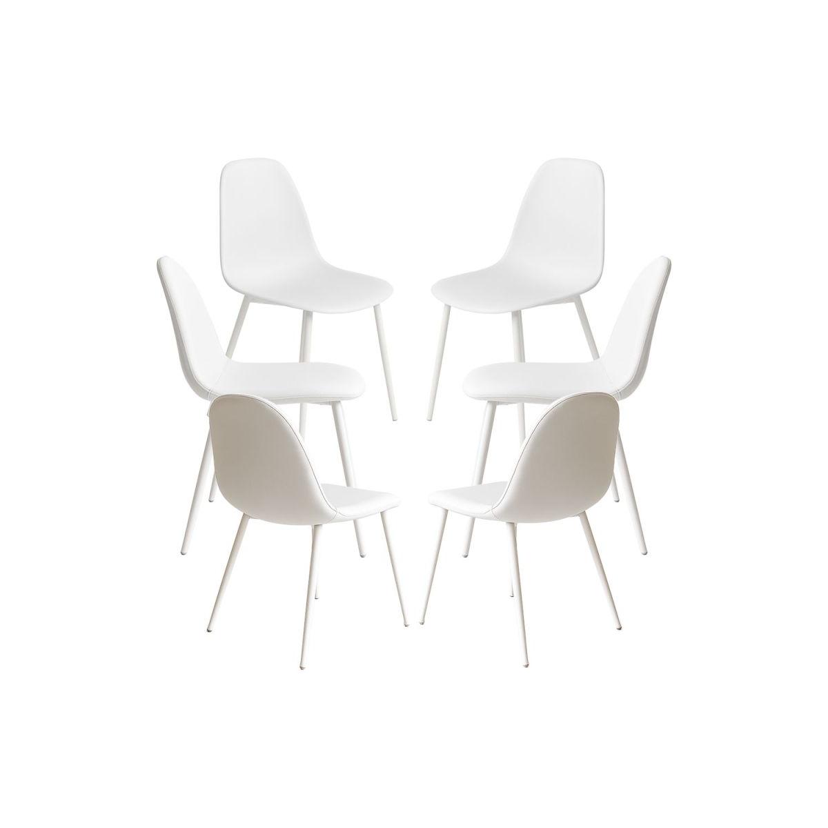 Regalos Miguel - Packs Sillas Comedor - Pack 6 Sillas White Teok Polipiel - Blanco