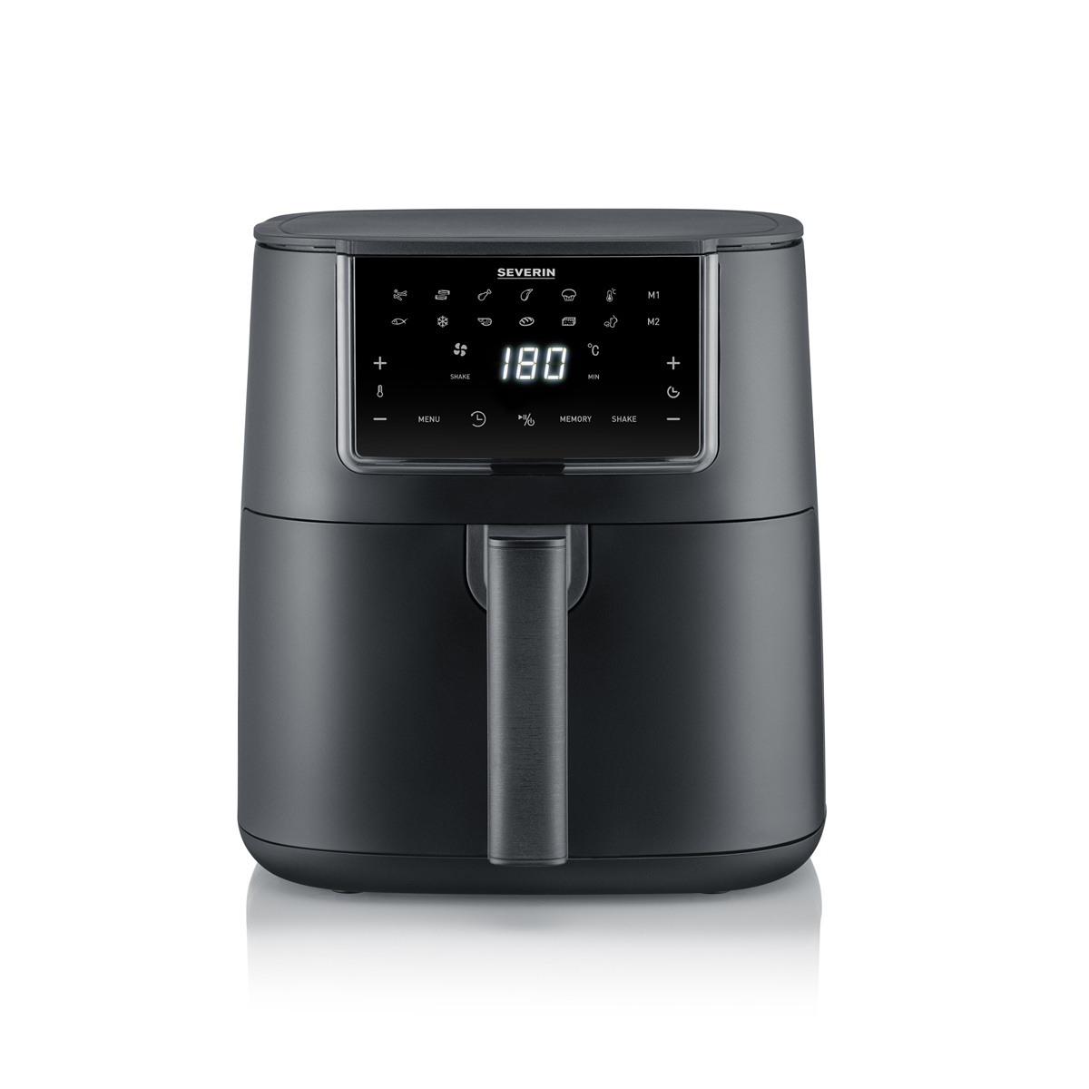 Freidora de aire caliente SEVERIN FR 2462 XXL (7L): 12 programas, memoria, Shake Reminder, mantiene calor y cesta cerámica.