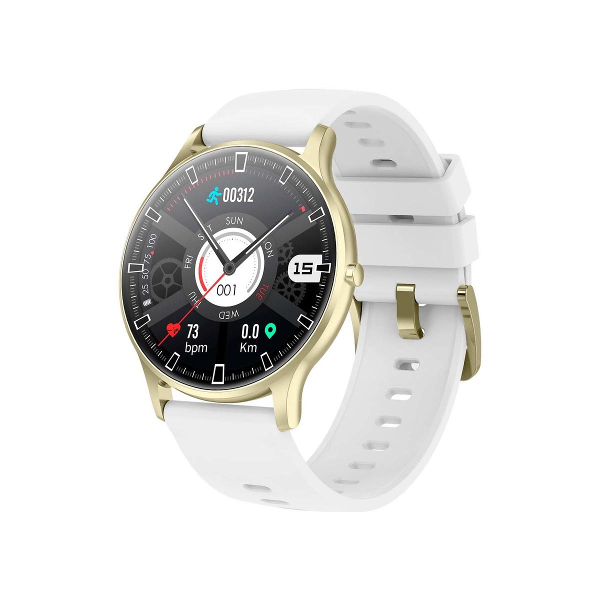 Smarts By Radiant Reloj Inteligente Miami 42mm Ipgold Sili White 42,00 Mm Pulsera De Silicona Blanco Con Cierre De Hebilla Normal Control De Ritmo Cardiaco, Sueño Y Modos Deportivos Compatible Con Android, Ios