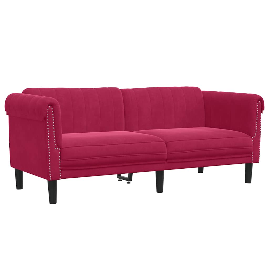 vidaXL Sofá de 2 plazas terciopelo rojo tinto