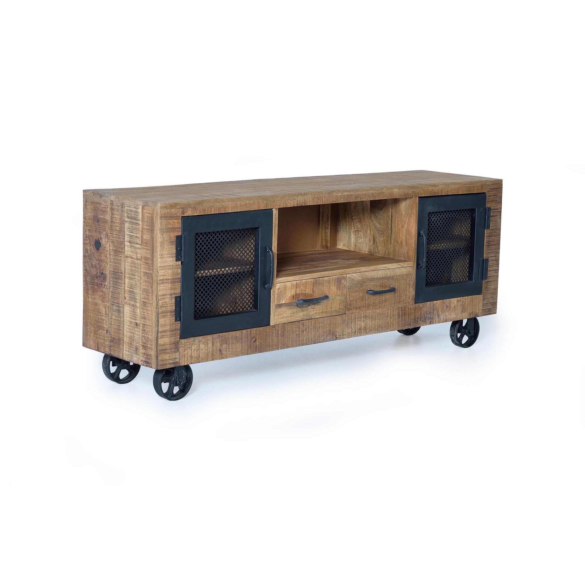 Mueble de television en madera de mango y metal natural