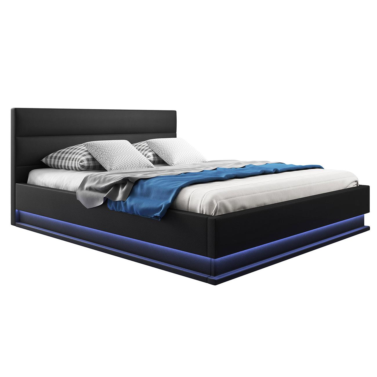 MB Muebles Bonitos - Cama de Matrimonio , Canapé, Cabecero, LED, Madera y Polipiel, Más Colores y Medidas, Modelo Nitas