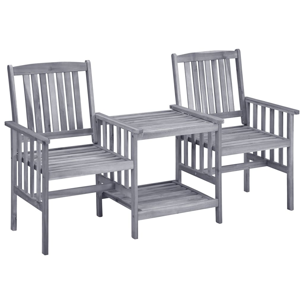 vidaXL Sillas de jardín con mesita madera maciza acacia 159x61x92 cm