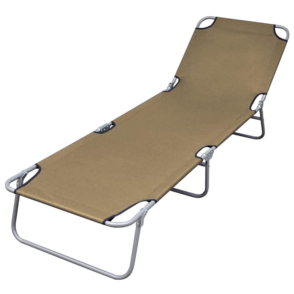 Vidaxl Tumbona Plegable de Acero con Recubrimiento en Polvo Gris