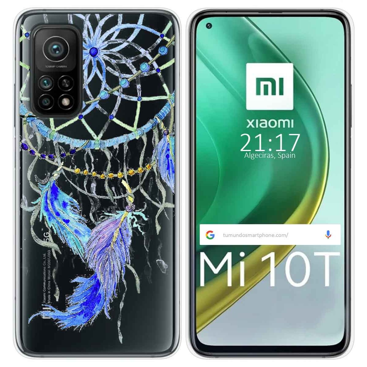 Tumundosmartphone Funda Gel Transparente para Xiaomi Mi 10T / 10T Pro diseño Plumas Dibujos