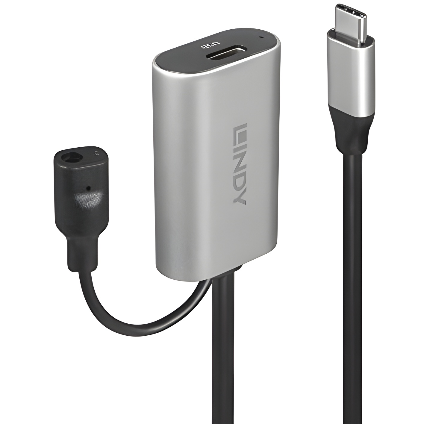 LINDY 43271 5 m USB 3.1 Cable de extensión activo tipo C a C - Negro/Plata