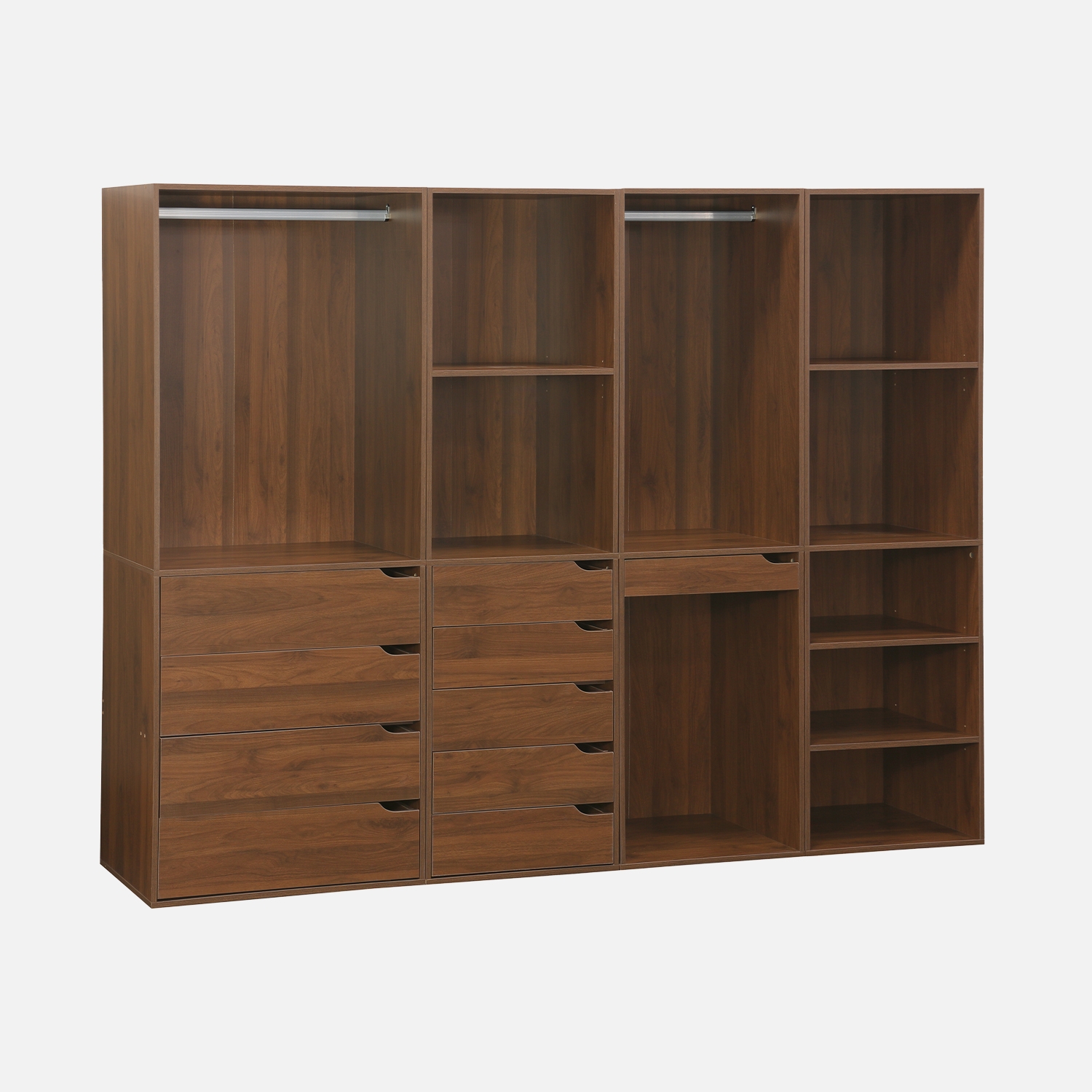 sweeek - Módulo de vestidor con decoración de madera 4 elementos , Nepal , 260x45x180