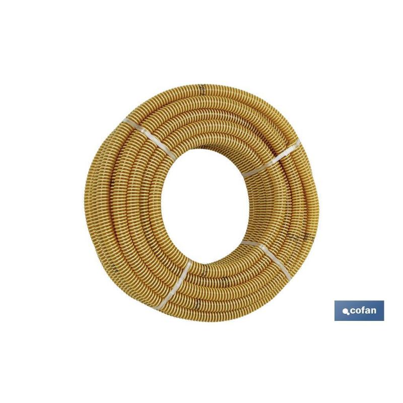 Rollo de tubo de aspiración espiral amarillo ø90 mm 25 m