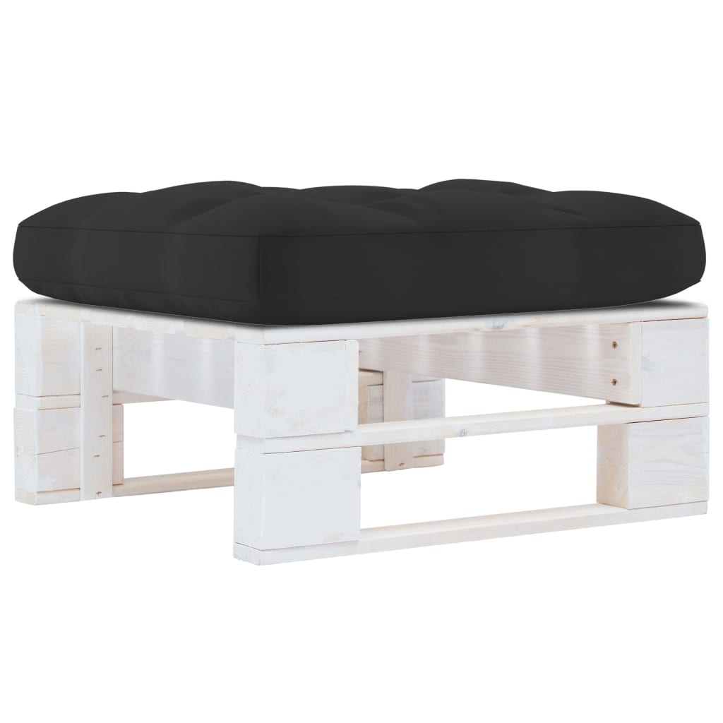 vidaXL Otomana de jardín de palets madera de pino impregnada blanca en color Taupé/Negro/Gris y más | acolchados duraderos para sofás de jardín terraza exterior