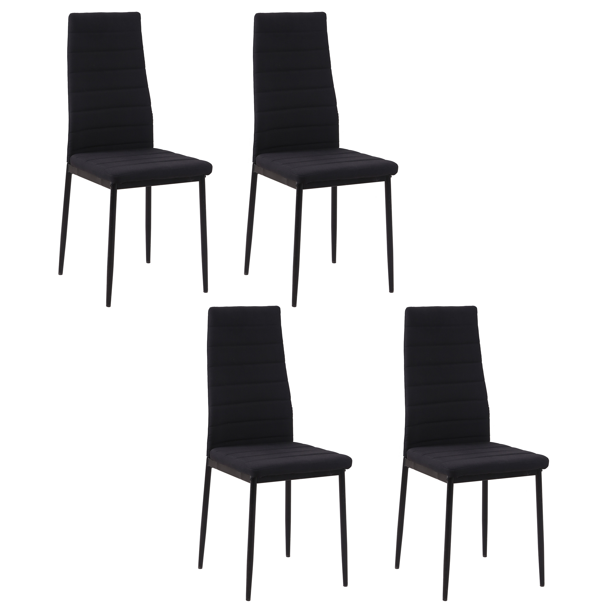 HOMCOM Pack de 4 Sillas de Comedor Modernas, Sillas de Cocina Tapizadas en Lino Sintético con Respaldo Alto y Patas de Metal, para Salón, Blanco