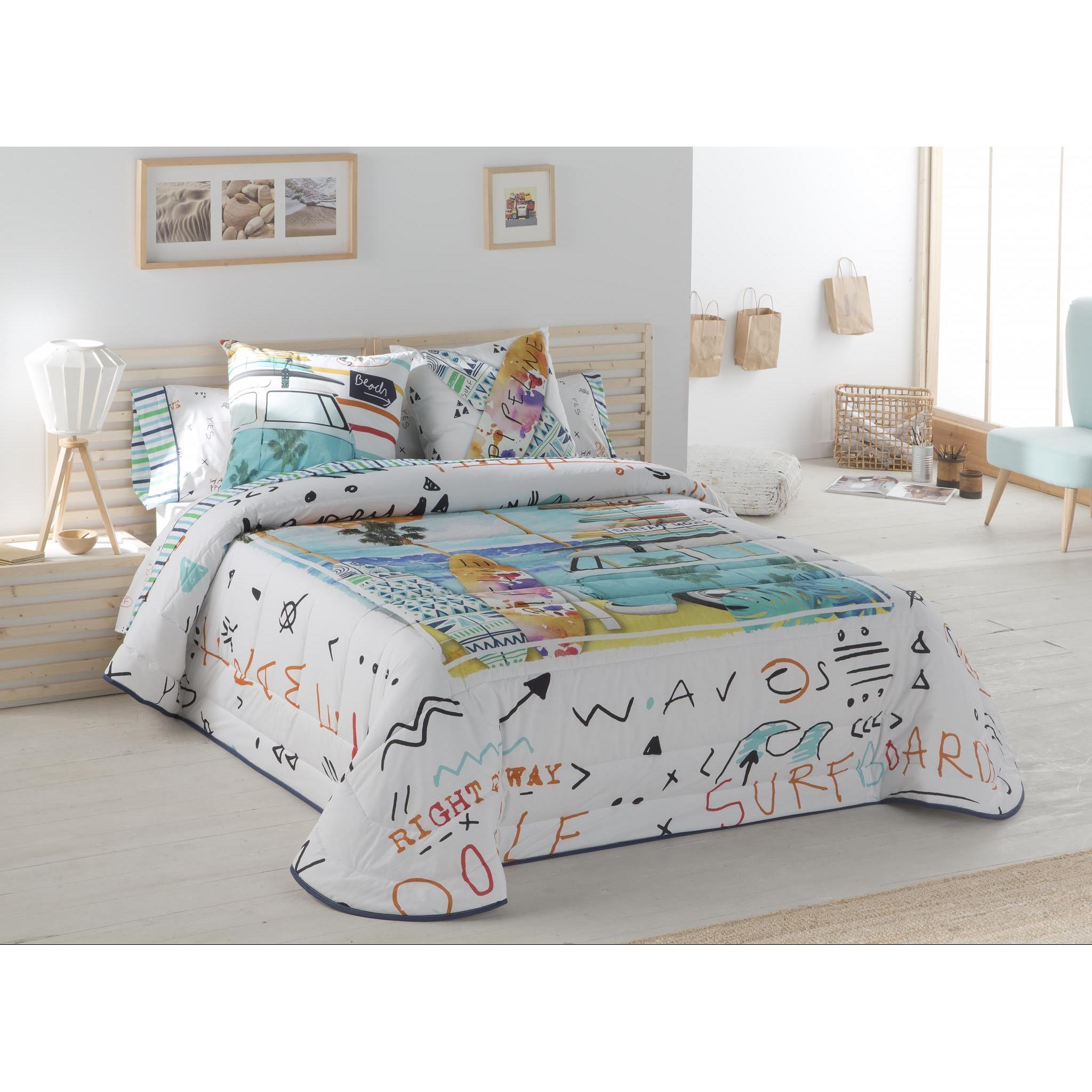 JVR - Colcha Bouti modelo BEACH  - Tejido 100% Algodón - Estampado digital - Cama 80/90/105/135/150 - Fabricado en España