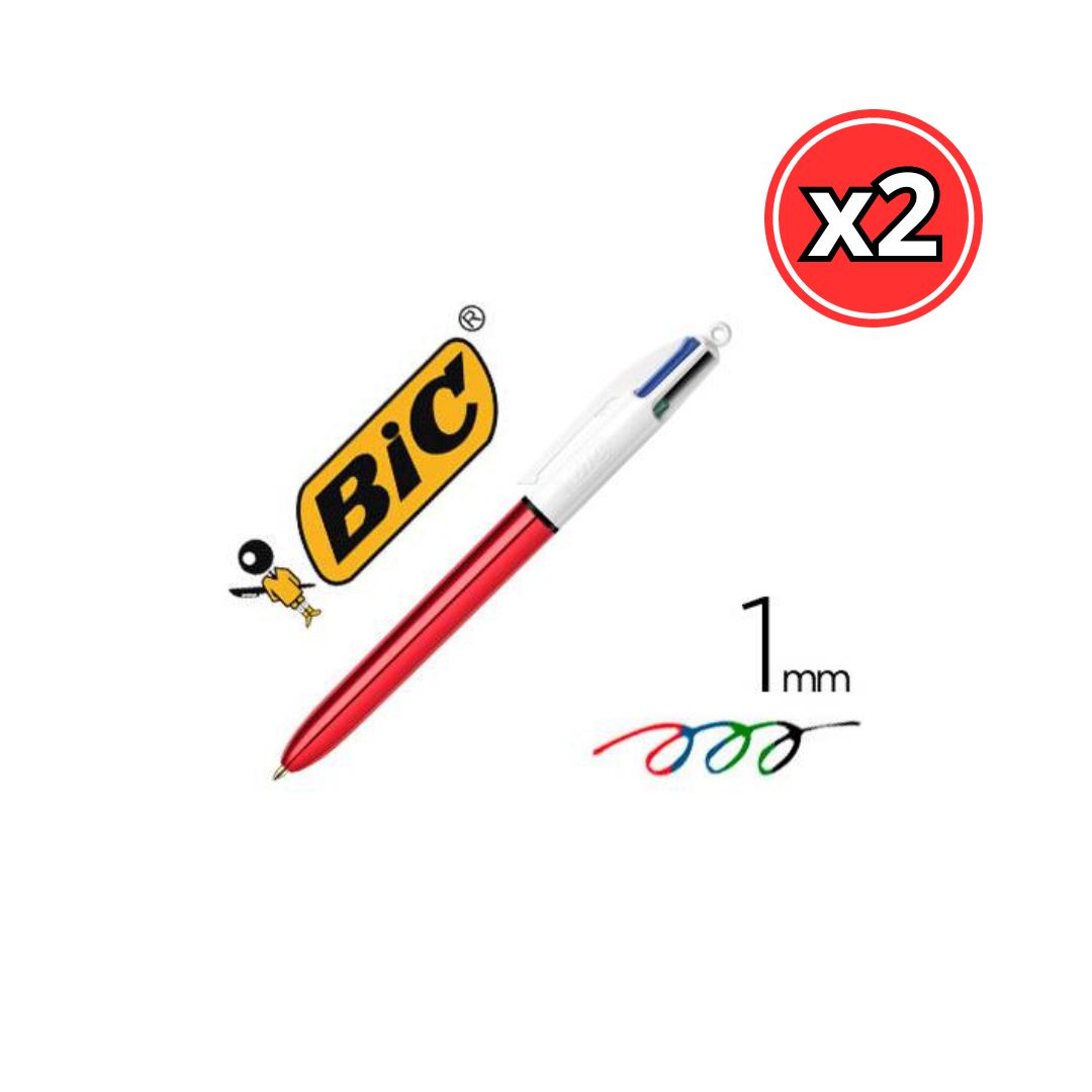 BOLIGRAFO BIC SHINE 4 COLORES - BRILLANTES Y ELEGANTES - PACK DE 2 UNIDADES