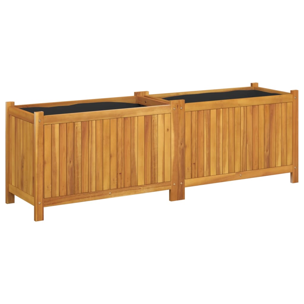 vidaXL Jardinera con forro madera maciza de acacia Dimensiones 54 x 31 x 30 cm,  42 x 42 x 40 cm,  80 x 42 x 40 cm y mas