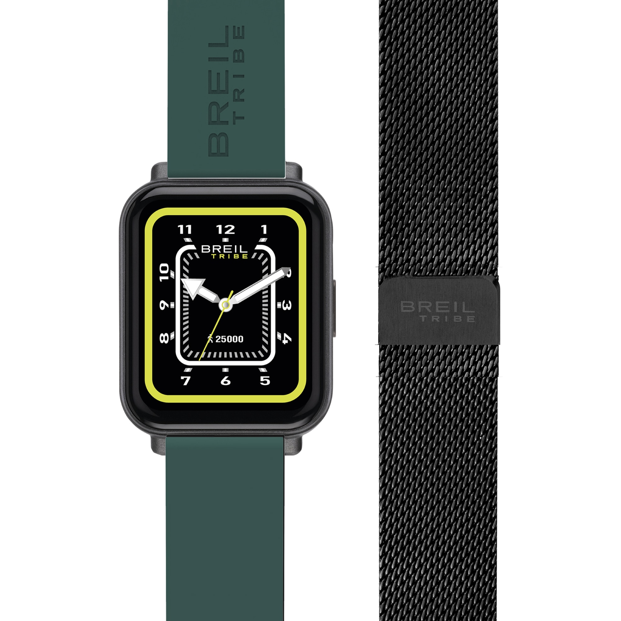 RELOJ DE MUJER BREIL SBT-2 Esfera MONOCHROMÁTICA Movimiento NEGRO SMARTWATCH SMARTMODULE y CORREA DE MALLA/SILICON, FUCHSIAN AILE, PLATA EW0672