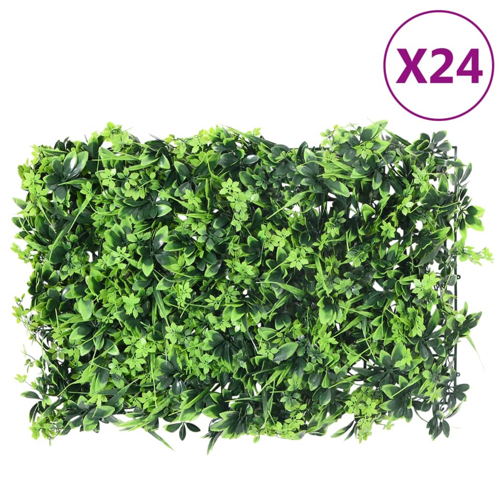 vidaXL Valla de Hojas Artificiales Enrejados Paneles Setos Verde 40x60 cm Cantidad 6 unidades, 24 unidades