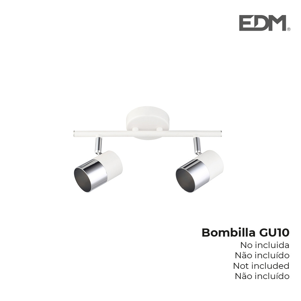 Foco "moon" 2 elementos blanco hueso+ plata gu-10 edm