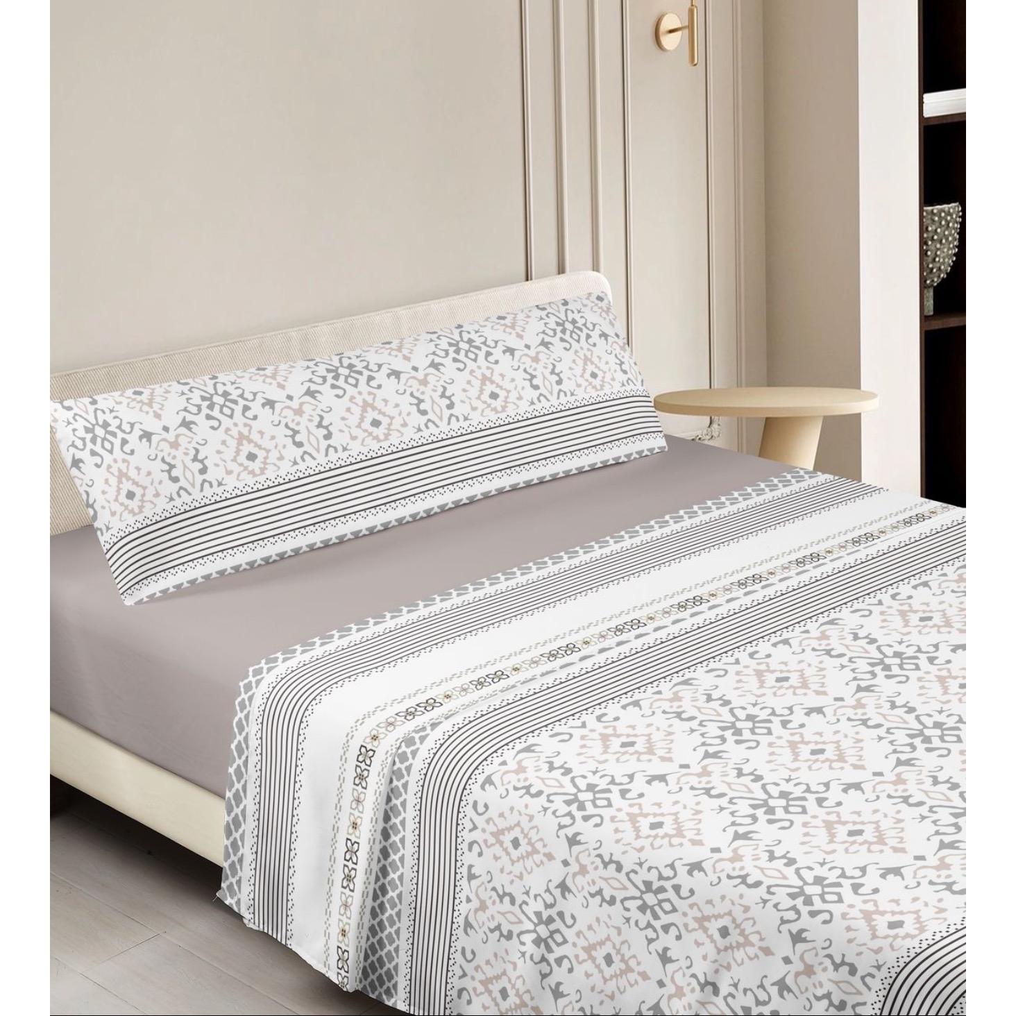 Juego de Sábanas 3 Piezas Printex+Home Microfibra Suave, Estampado Moderno Geométrico, Ajustable para Cama 90, 135 y 150 cm, Ideal para Verano