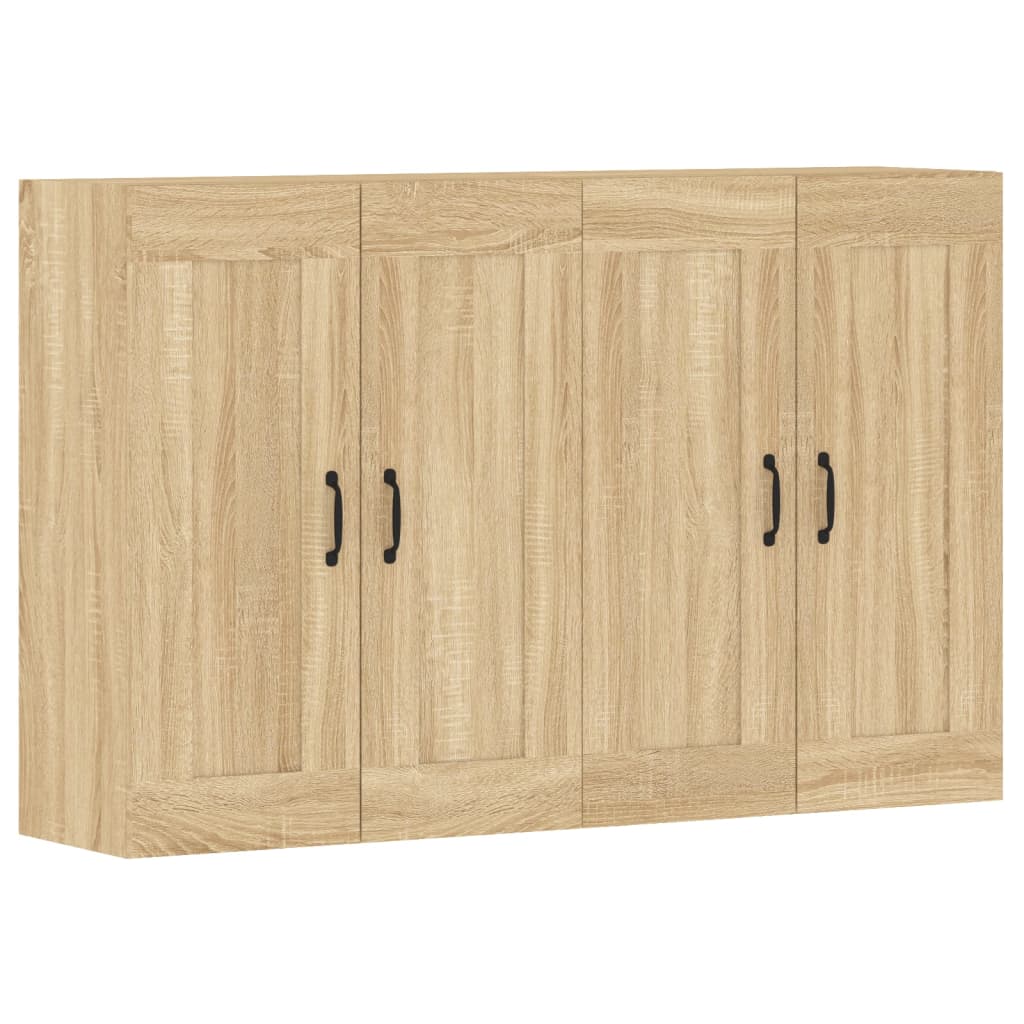 Vidaxl Armarios de Pared 2 Uds Madera de Ingeniería Manija de Puerta en Metal Negro