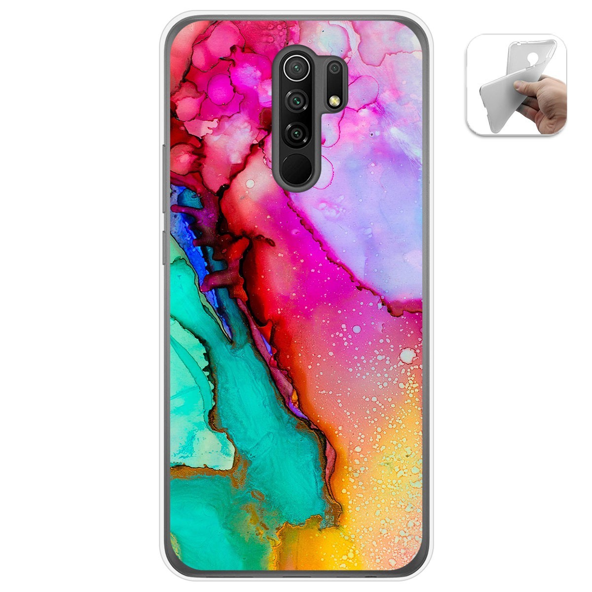 Tumundosmartphone Funda Gel Tpu para Xiaomi Redmi 9 diseño Mármol 15 Dibujos