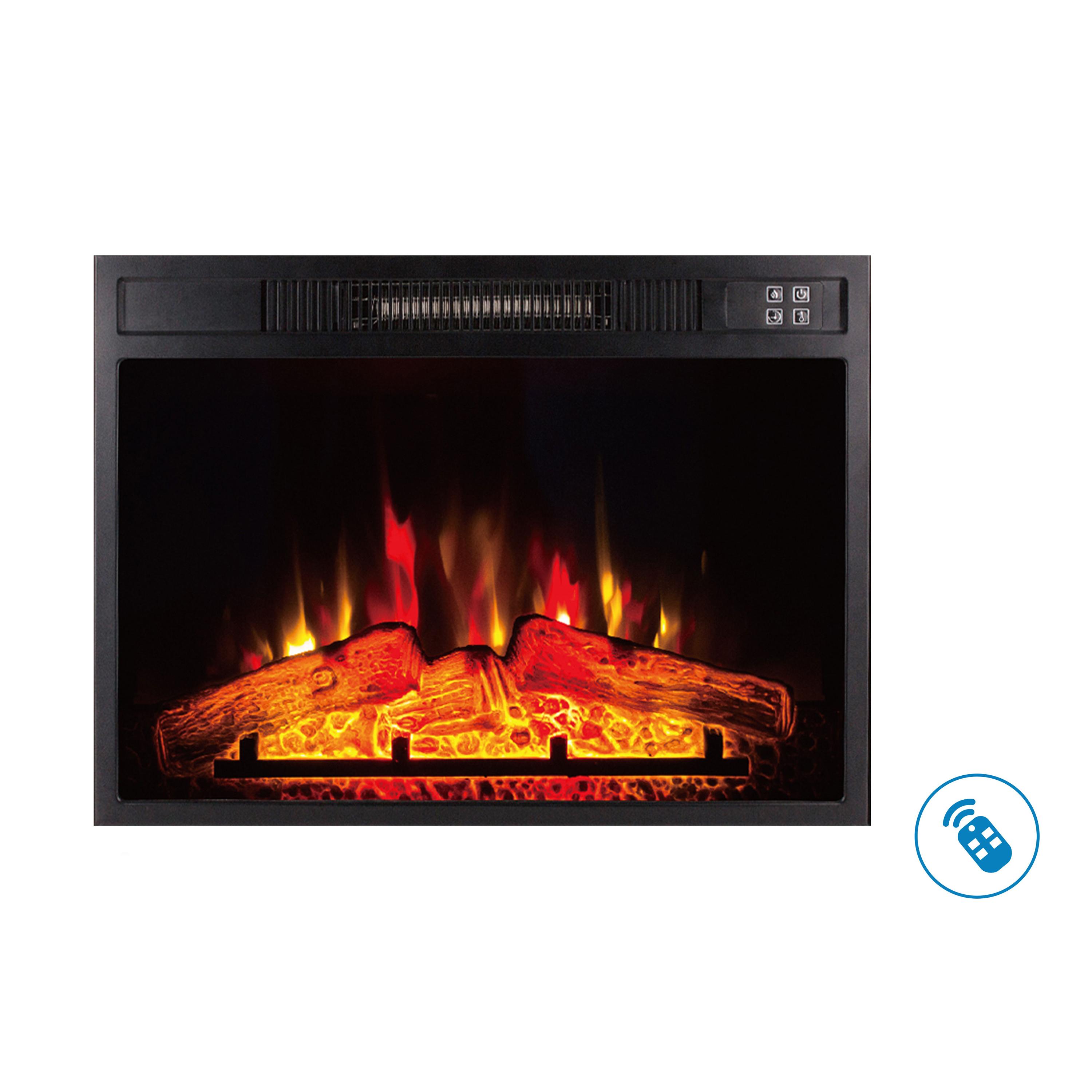 Chimenea eléctrica 2000W cristal templado negro con mando a distancia y llama ajustable Purline CHE-620