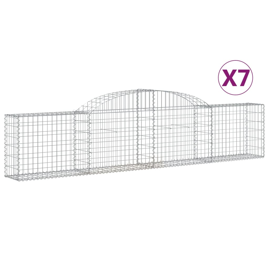 Vidaxl Cestas de Gaviones en Forma de Arco, 7 Uds, Hierro, 300 X 30 X 40/60 - 300 X 30 X 80/100 Cm