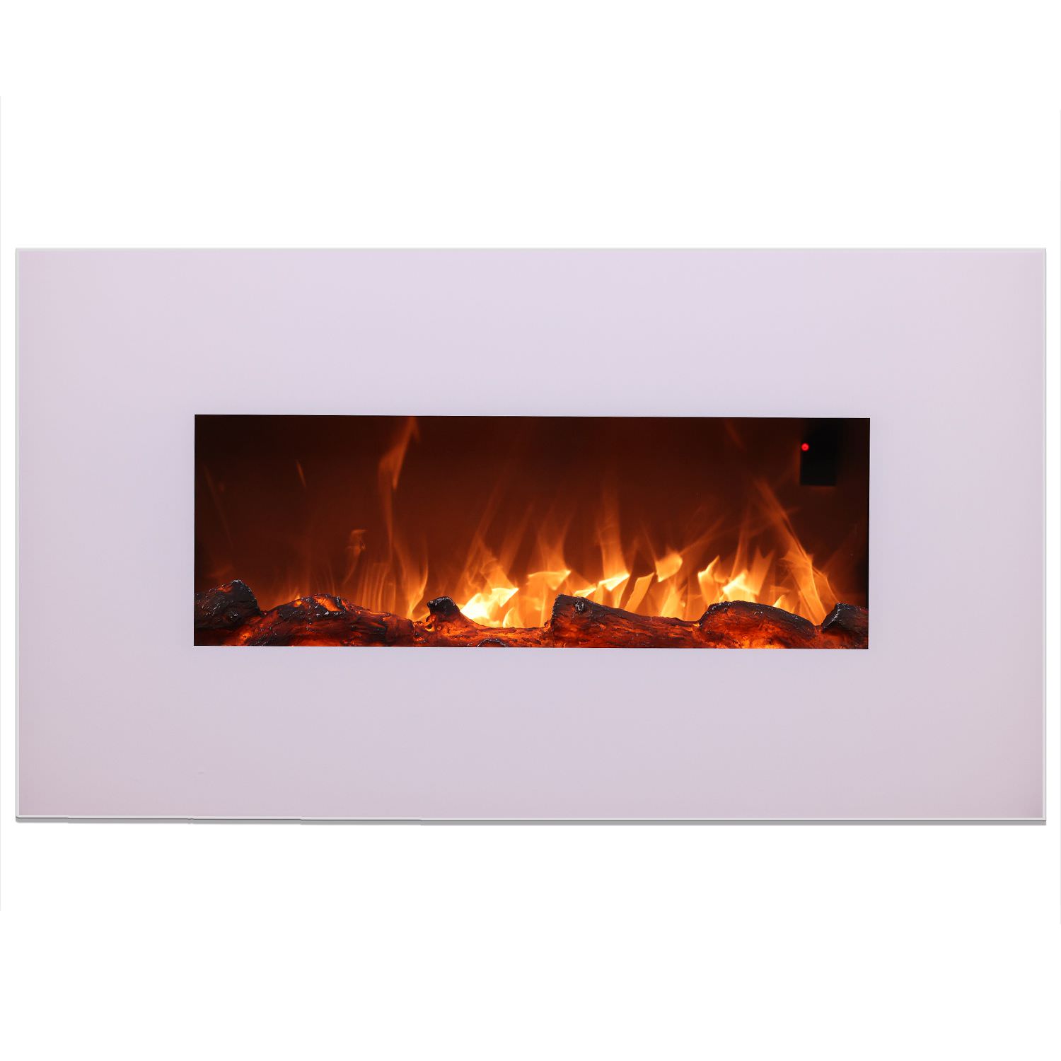 Sined Monte Chimenea Electrica De Pared En Acero y Cristal 1500w Efecto Llama Led Blanco Efecto Llama Led Real 6 Niveles De Intensidad Con Mando a Distancia Ideal Para El Hogar y La Oficina 98 Cm