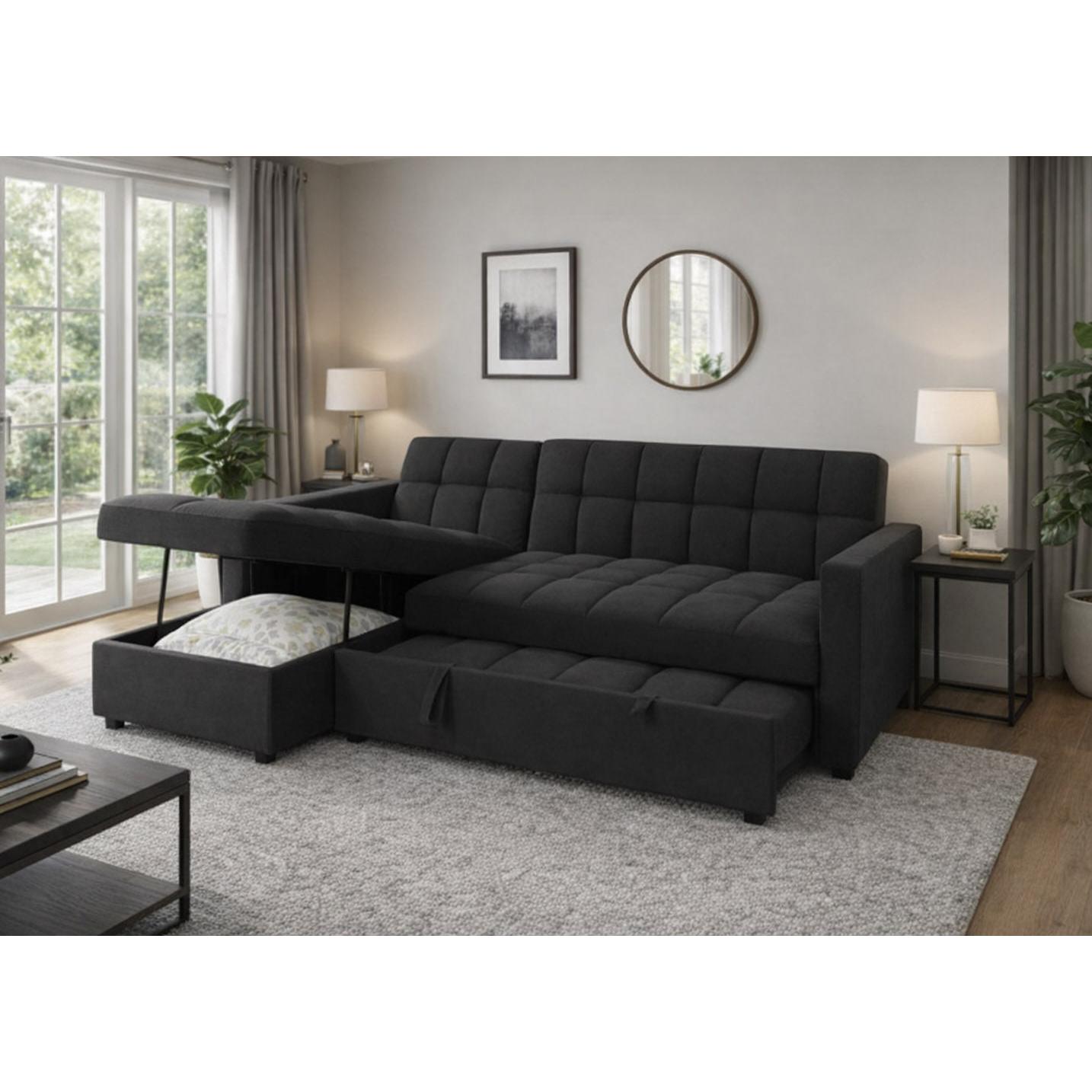 Sofa Cama Chaise Longue Kris 210cm Negro