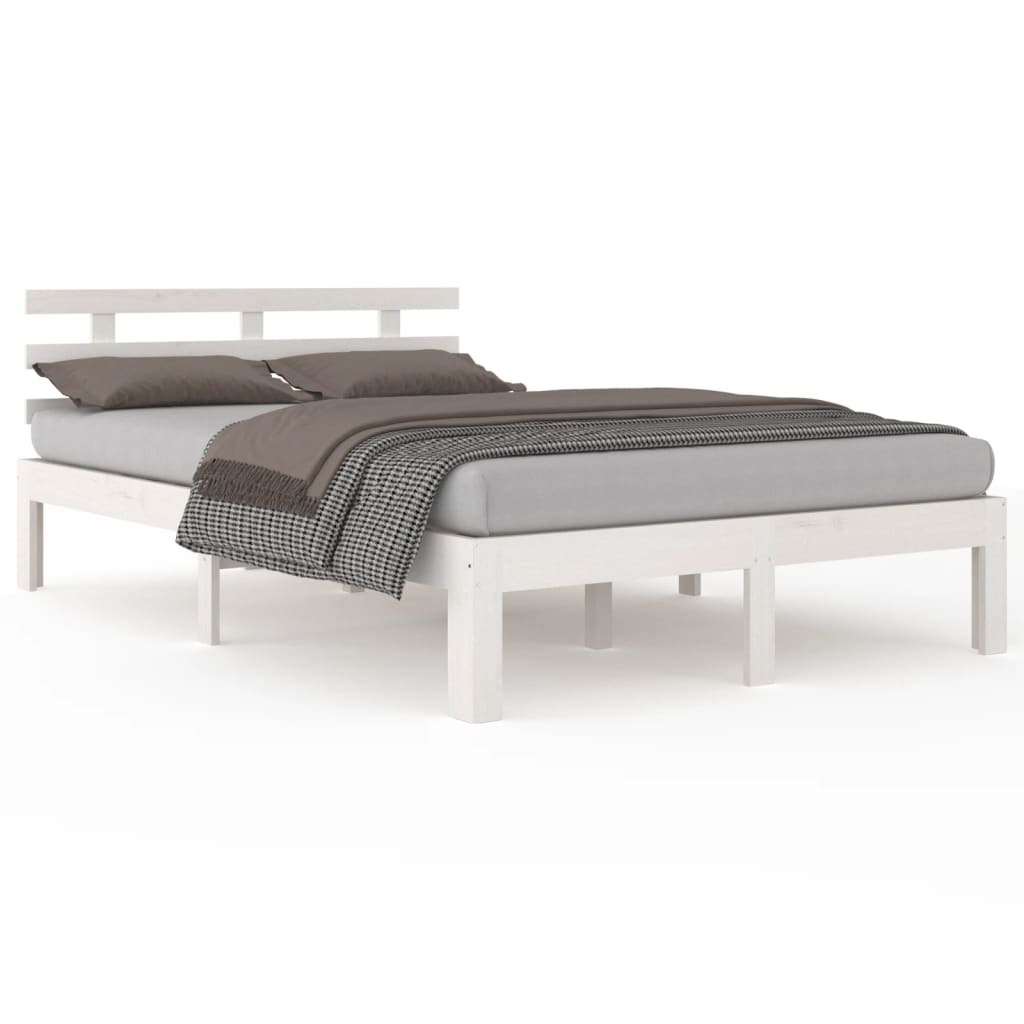 vidaXL Estructura de cama doble sin colchón madera blanco 150x200 cm