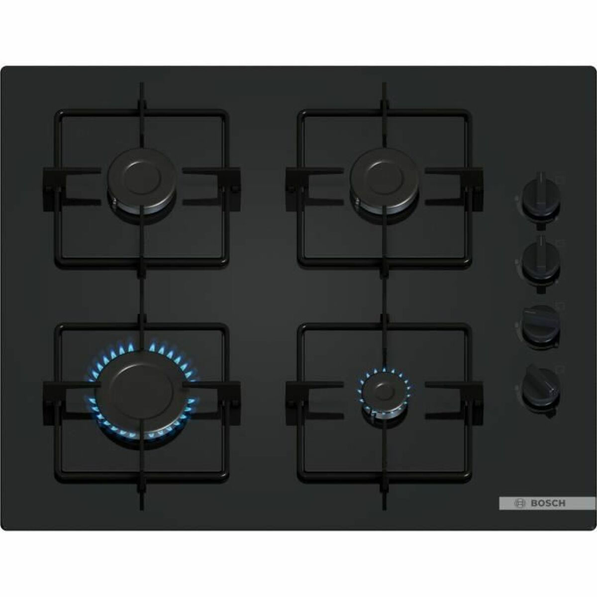 Table de cuisson a gaz - BOSCH Série 2 - 4 foyers - 52 x 59 x 5,4 cm - POP6B6K30 - Noir