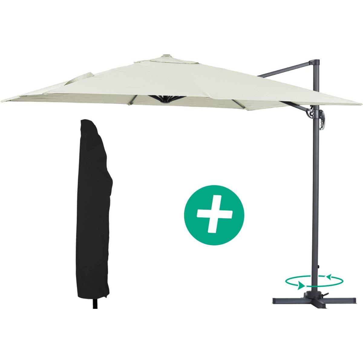 Habitat y Jardin - Parasol Lateral de jardín Alu "Sun 3" – Cuadrado – 3 x 3 m – Crudo + funda protectora