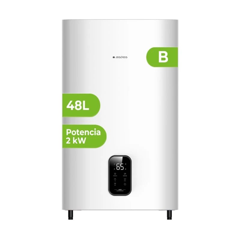 Termo agua caliente 48L Reversible (Vertical/Horizontal) ASPES AT5000DDW | 2000W, Reversible, Táctil, 71cm, x 48cm, x 38cm