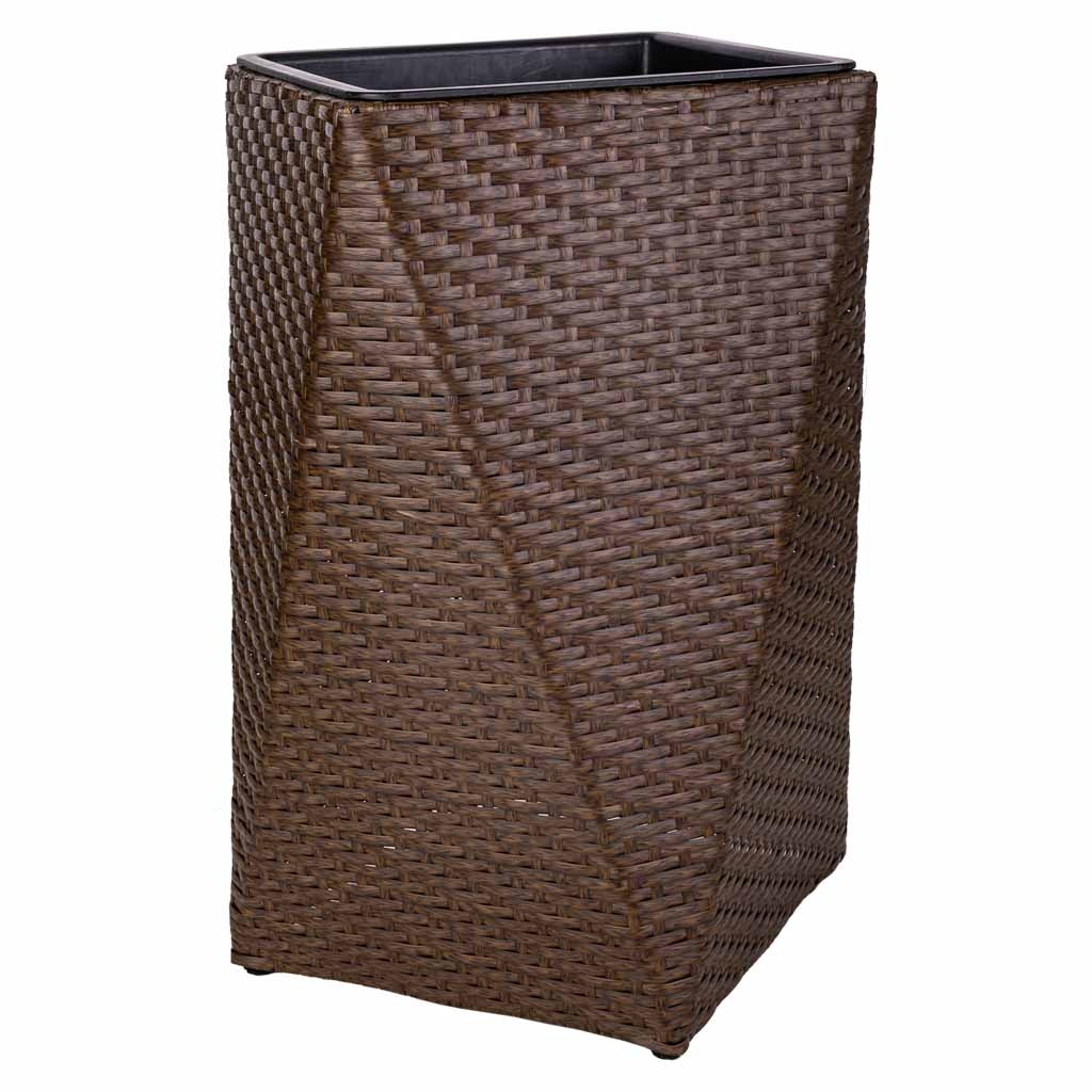 Wonderlust Deco - Macetero de poliratán marrón 31x31x56 Marrón 31x31x56h cm