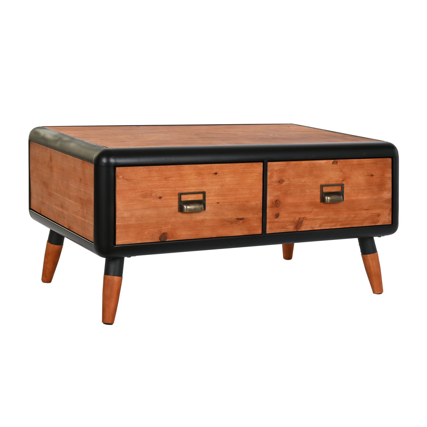 Mesa Centro Abeto Metal 97X56X45 Marron Oscuro - Fijalo - El mejor complemento para tu hogar.